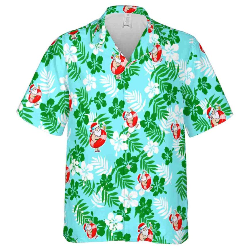 Santa Leafy Hibiscus Hawaiian Shirt Fashion forward