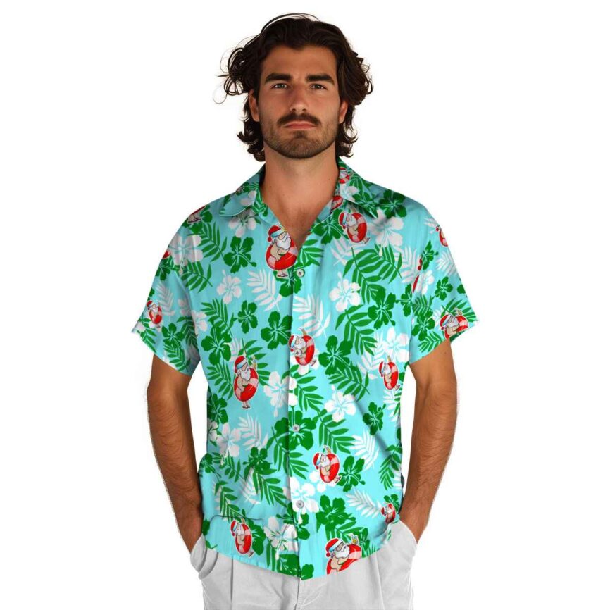 Santa Leafy Hibiscus Hawaiian Shirt New Arrival