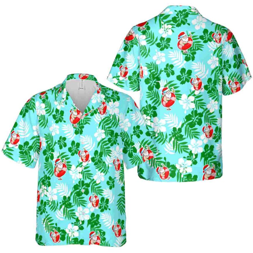 Santa Leafy Hibiscus Hawaiian Shirt Premium grade