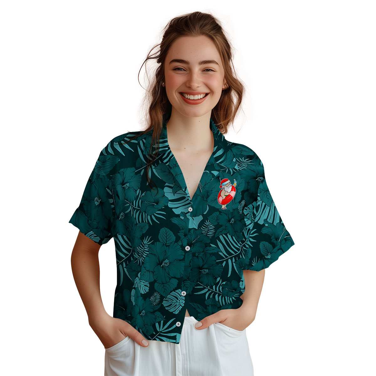 Santa Monochrome Floral Hawaiian Shirt Top rated Santa Monochrome Floral Hawaiian Shirt Top rated