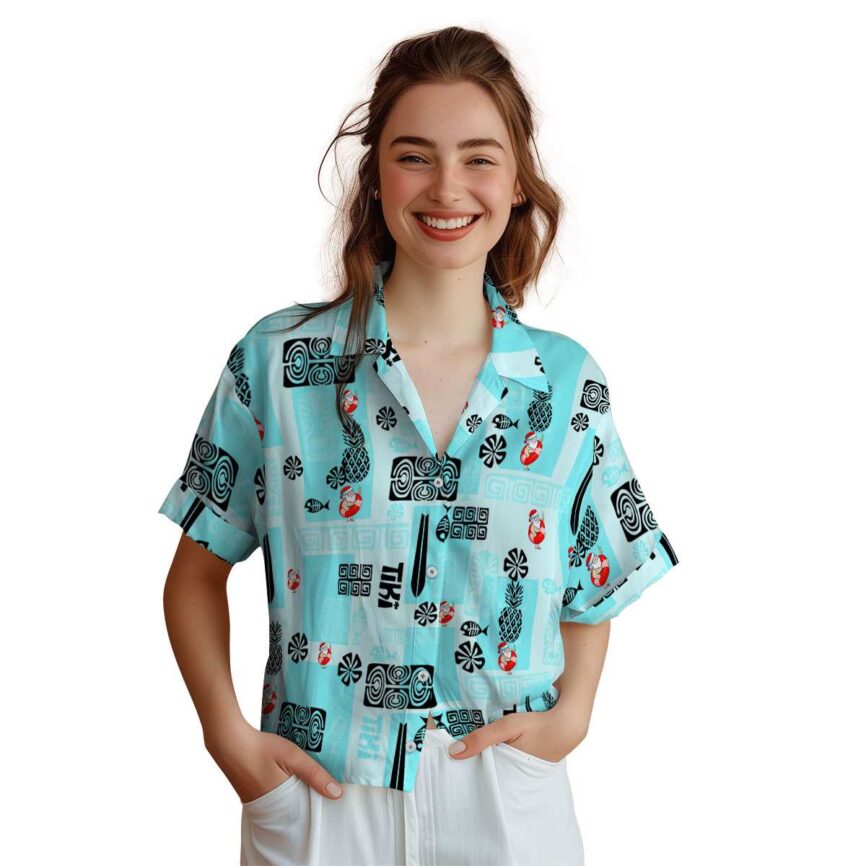 Santa Tiki Motifs Hawaiian Shirt Top rated