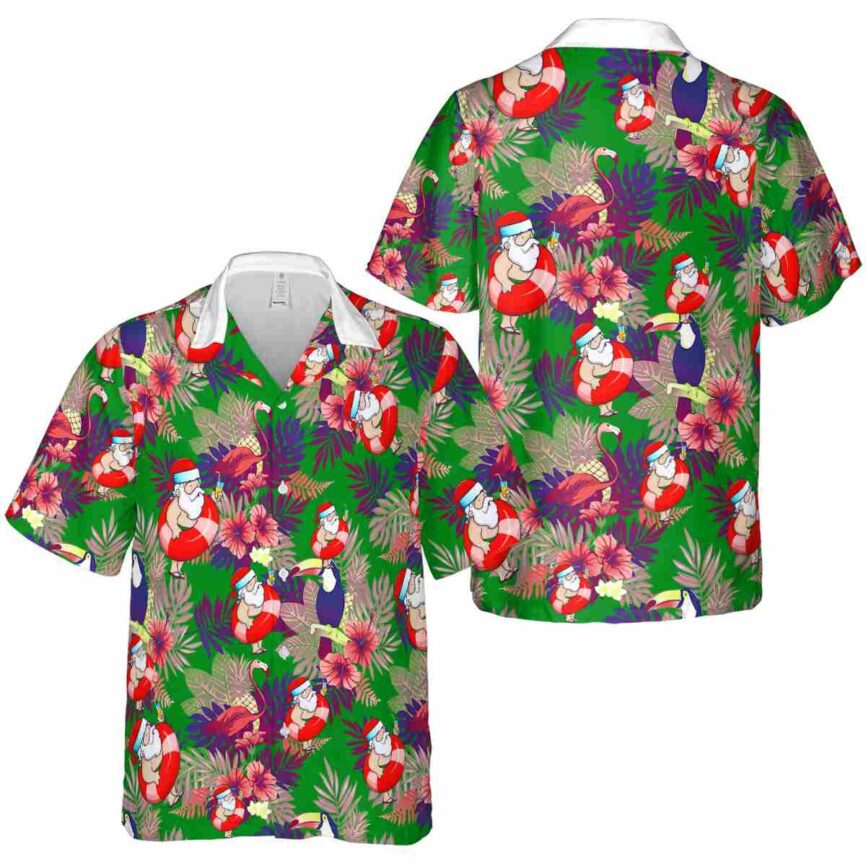 Santa Tropical Bird Hawaiian Shirt Premium grade