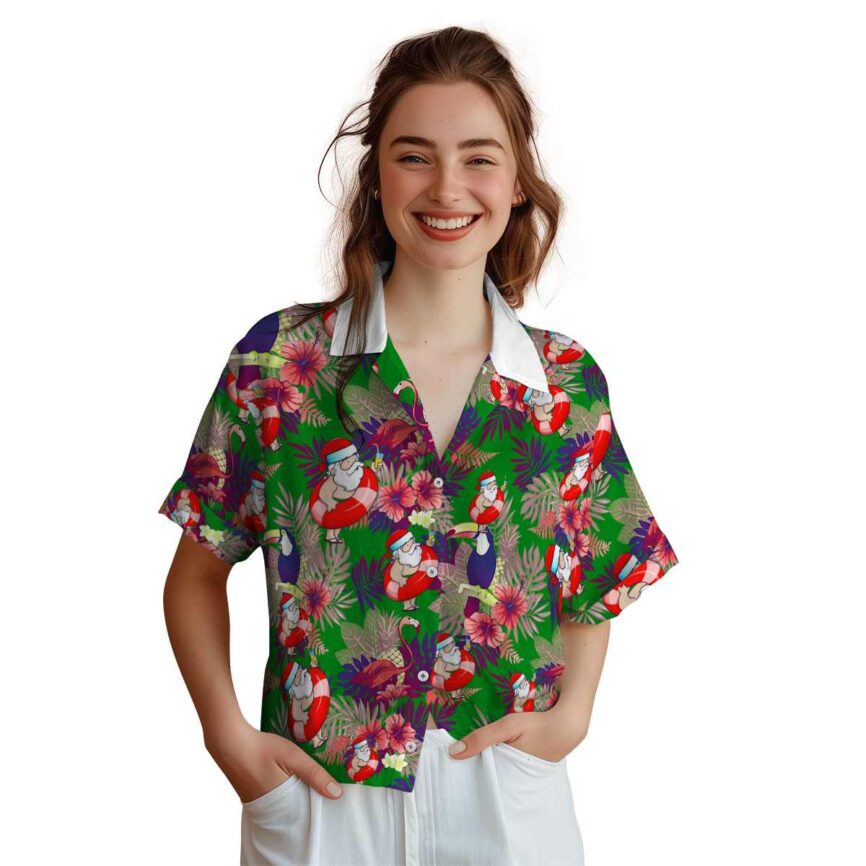 Santa Tropical Bird Hawaiian Shirt Top rated