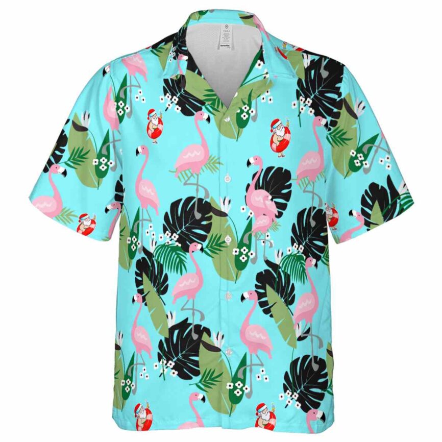 Santa Tropical Flamingo Hawaiian Shirt Fashion forward