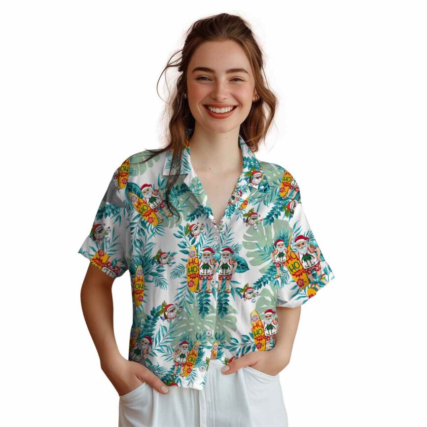 Santa Tropical Fronds Hawaiian Shirt Top rated 1