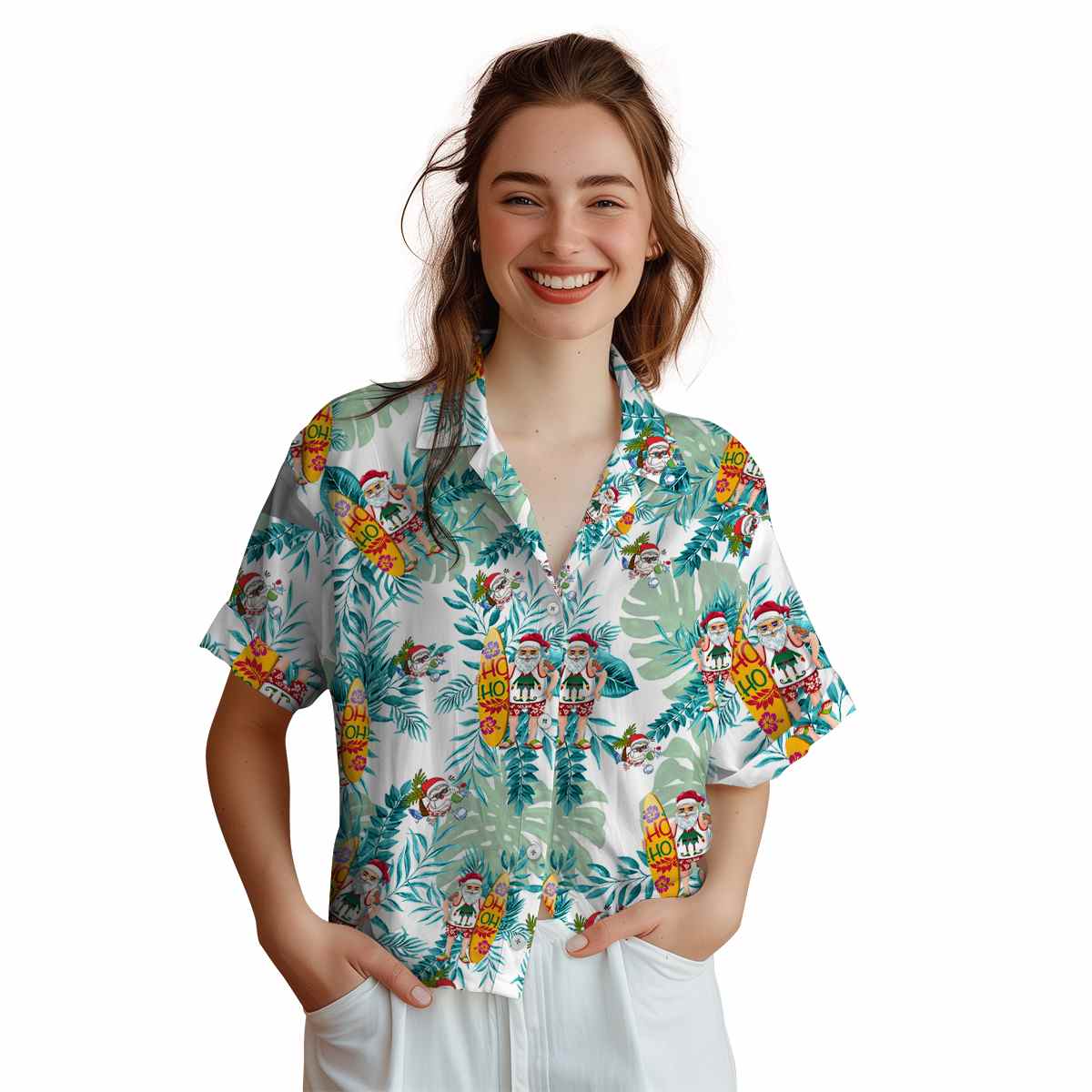 Santa Tropical Fronds Hawaiian Shirt Top rated 1 Santa Tropical Fronds Hawaiian Shirt Top rated 1
