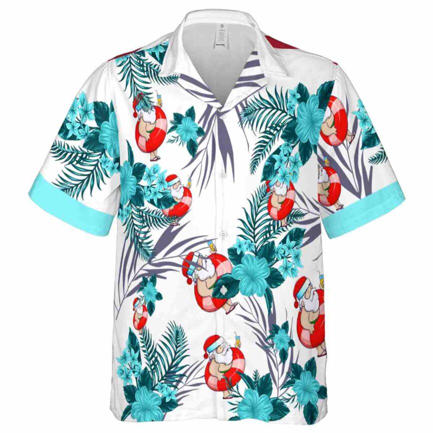 Santa US Flag Floral Hawaiian Shirt Fashion forward
