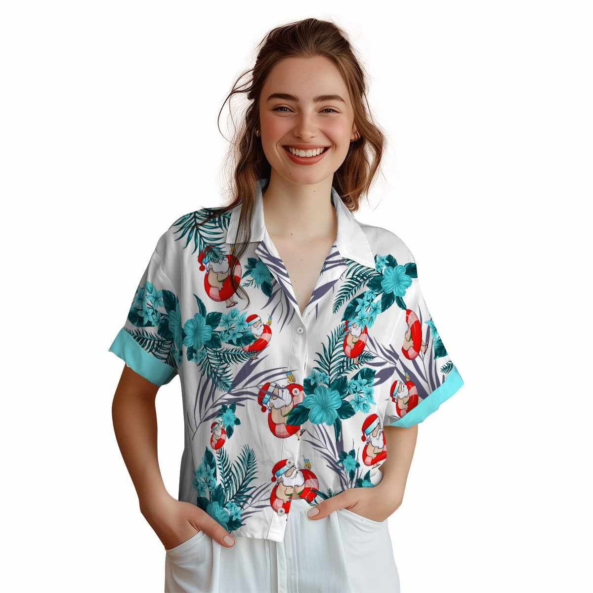 Santa US Flag Floral Hawaiian Shirt Top rated Santa US Flag Floral Hawaiian Shirt Top rated