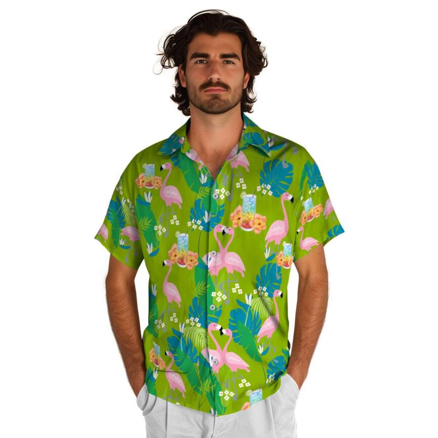 Scotch And Soda Flamingo Leaf Hawaiian Shirt New Arrival