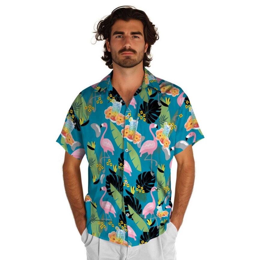 Scotch And Soda Pink Flamingo Hawaiian Shirt New Arrival