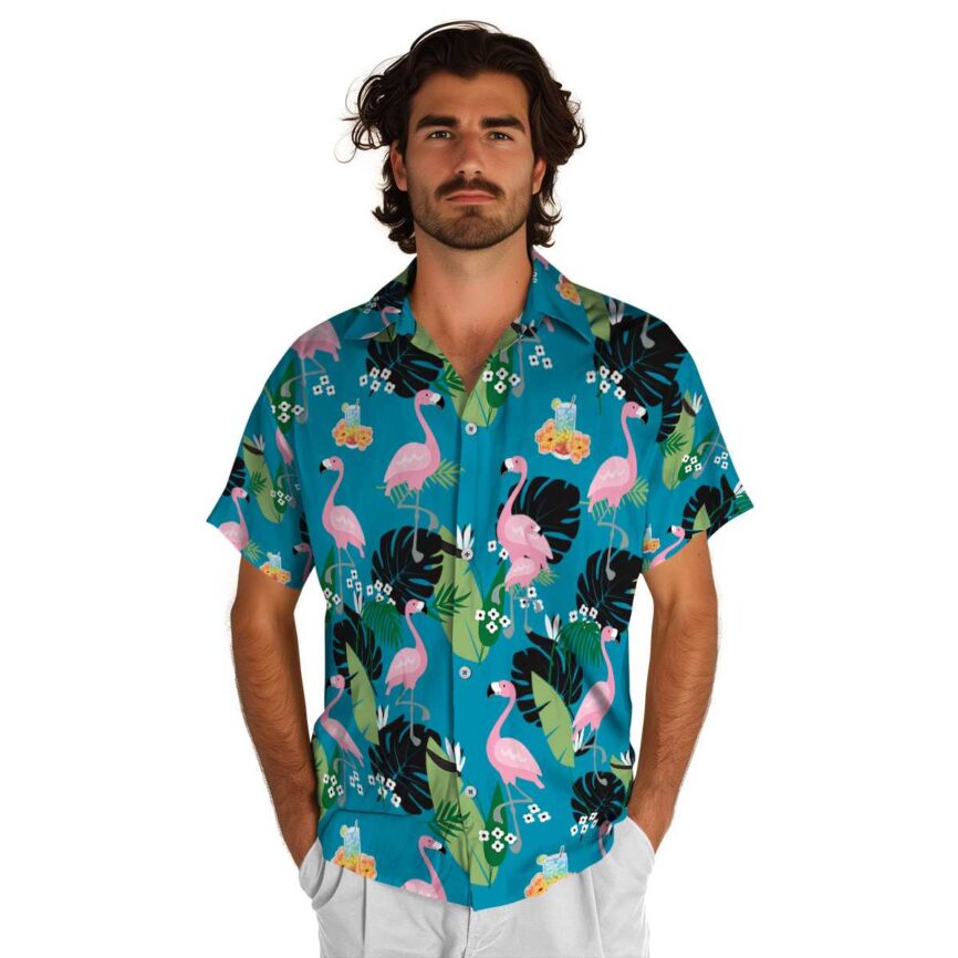 Scotch And Soda Tropical Flamingo Hawaiian Shirt New Arrival