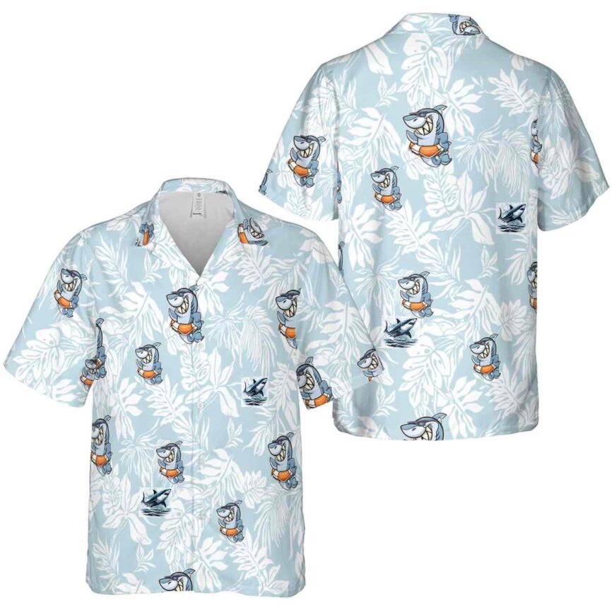 Shark Bold Foliage Hawaiian Shirt Premium grade