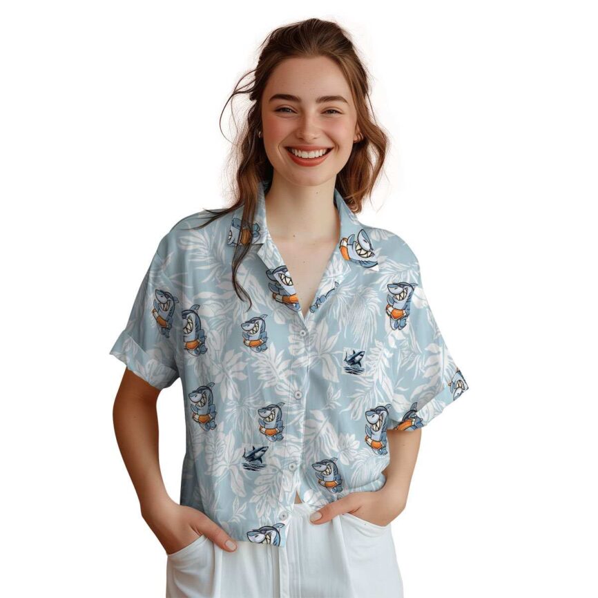 Shark Bold Foliage Hawaiian Shirt Top rated