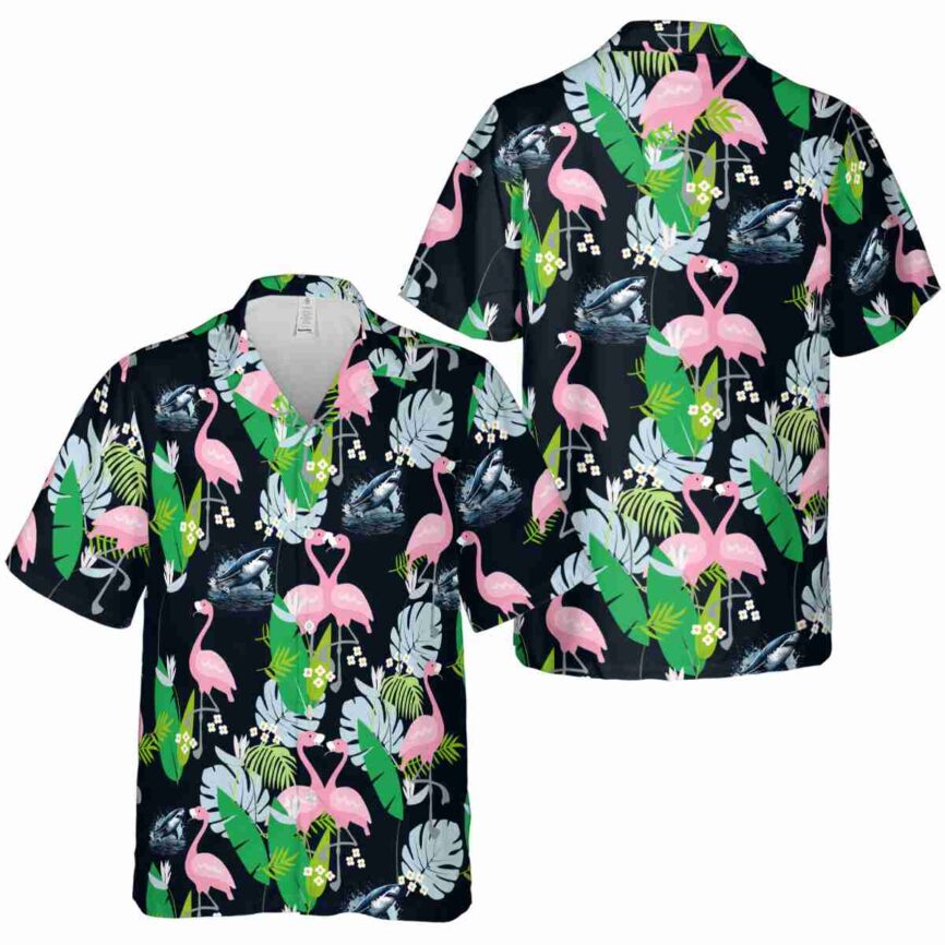 Shark Flamingo Leaf Hawaiian Shirt Premium grade