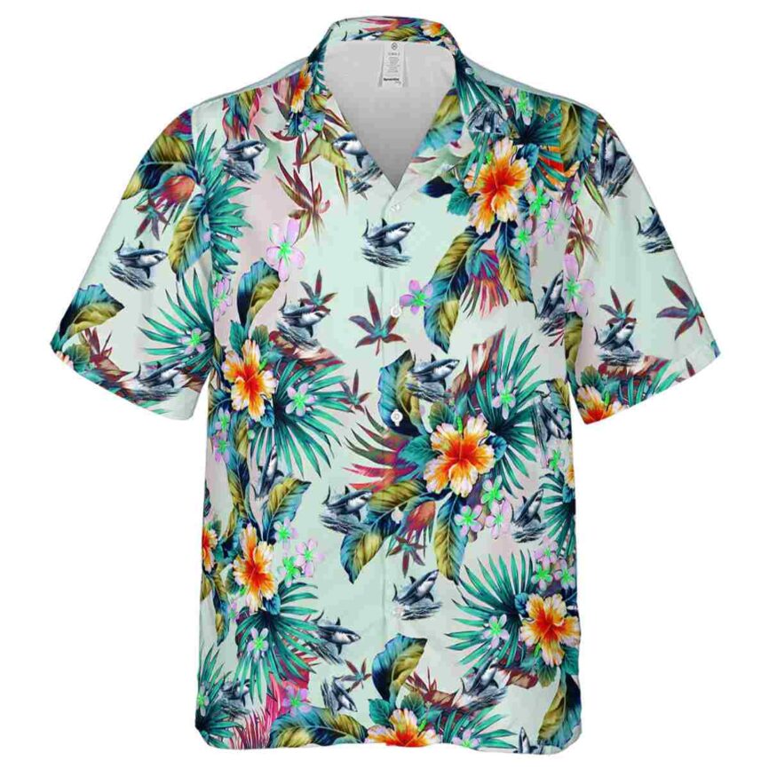 Shark Floral Burst Hawaiian Shirt Fashion forward