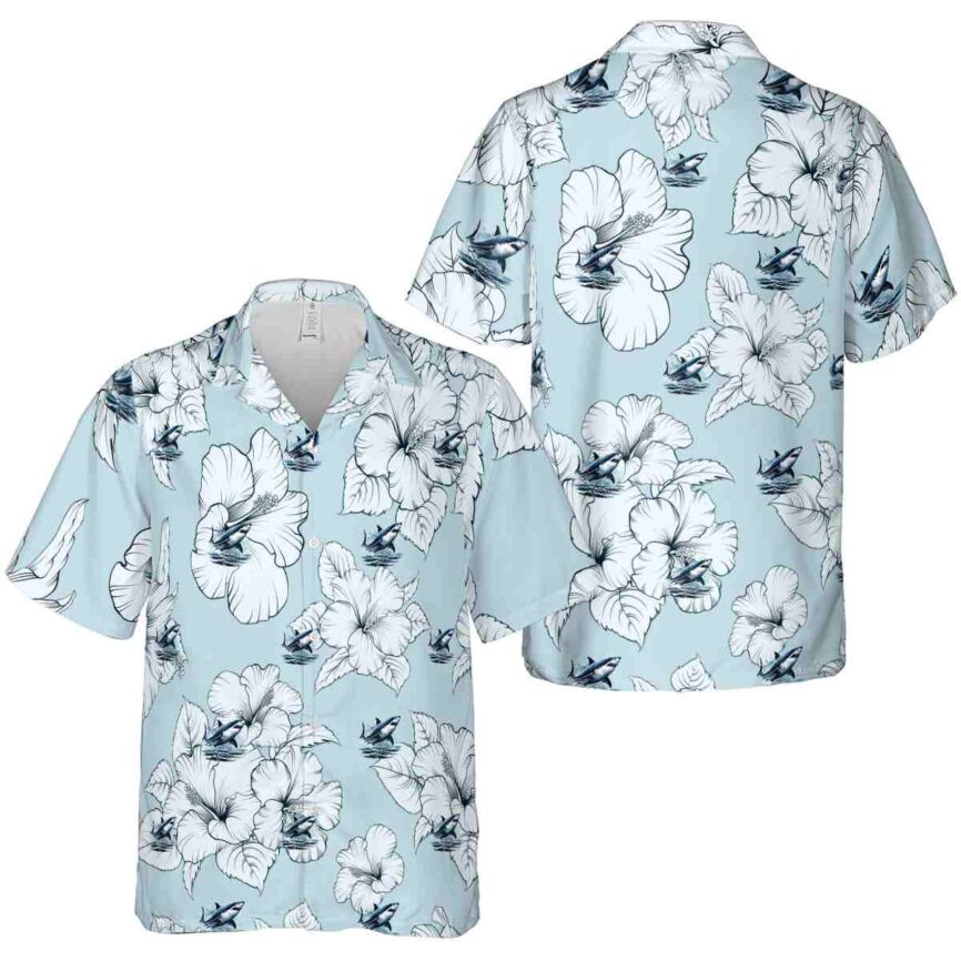 Shark Hibiscus Flower Hawaiian Shirt Premium grade
