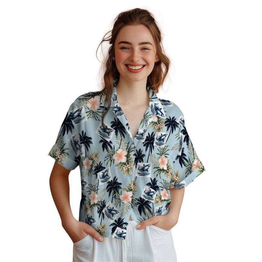 Shark Hibiscus Palm Hawaiian Shirt Top rated