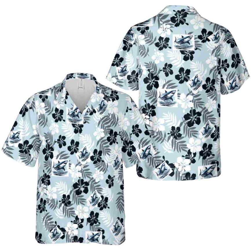 Shark Leafy Hibiscus Hawaiian Shirt Premium grade