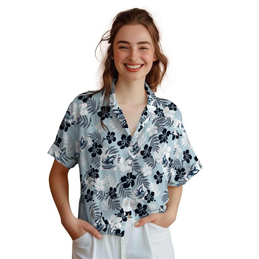 Shark Leafy Hibiscus Hawaiian Shirt Top rated