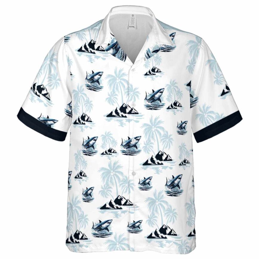 Shark Palm Island Graphic Hawaiian Shirt Fashion forward