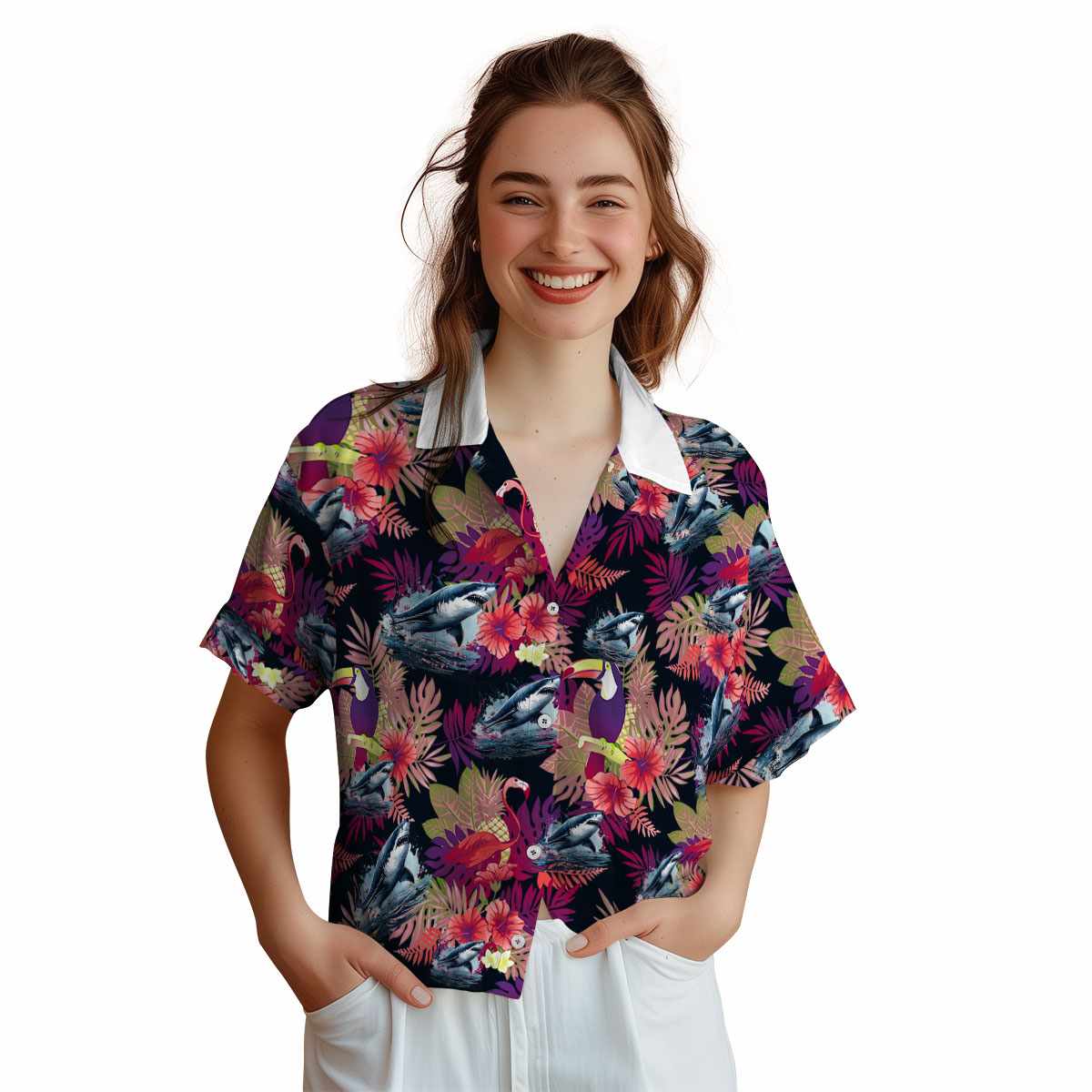 Shark Tropical Bird Hawaiian Shirt Top rated Shark Tropical Bird Hawaiian Shirt Top rated