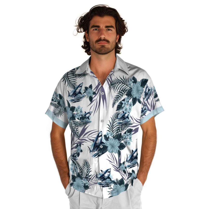 Shark US Flag Floral Hawaiian Shirt New Arrival