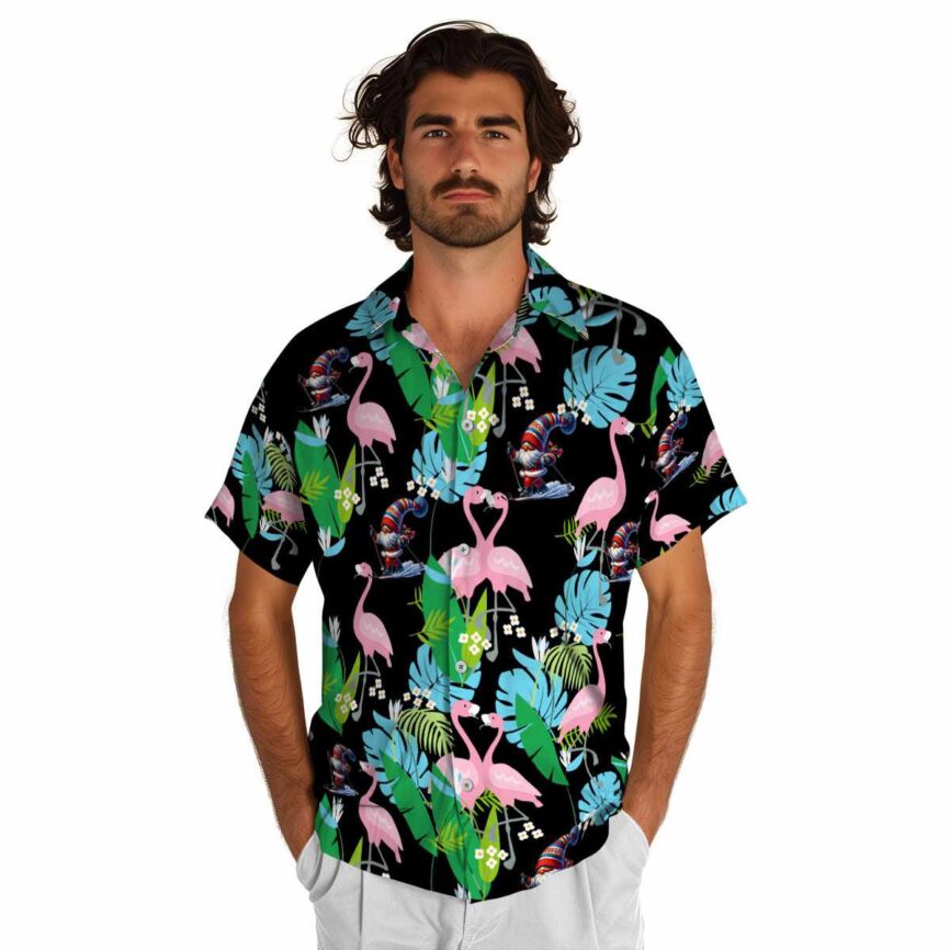 Skiing Flamingo Leaf Hawaiian Shirt New Arrival