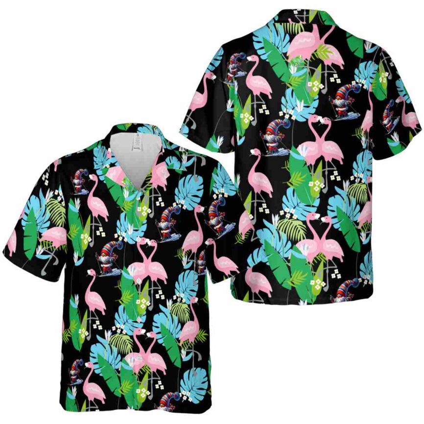 Skiing Flamingo Leaf Hawaiian Shirt Premium grade