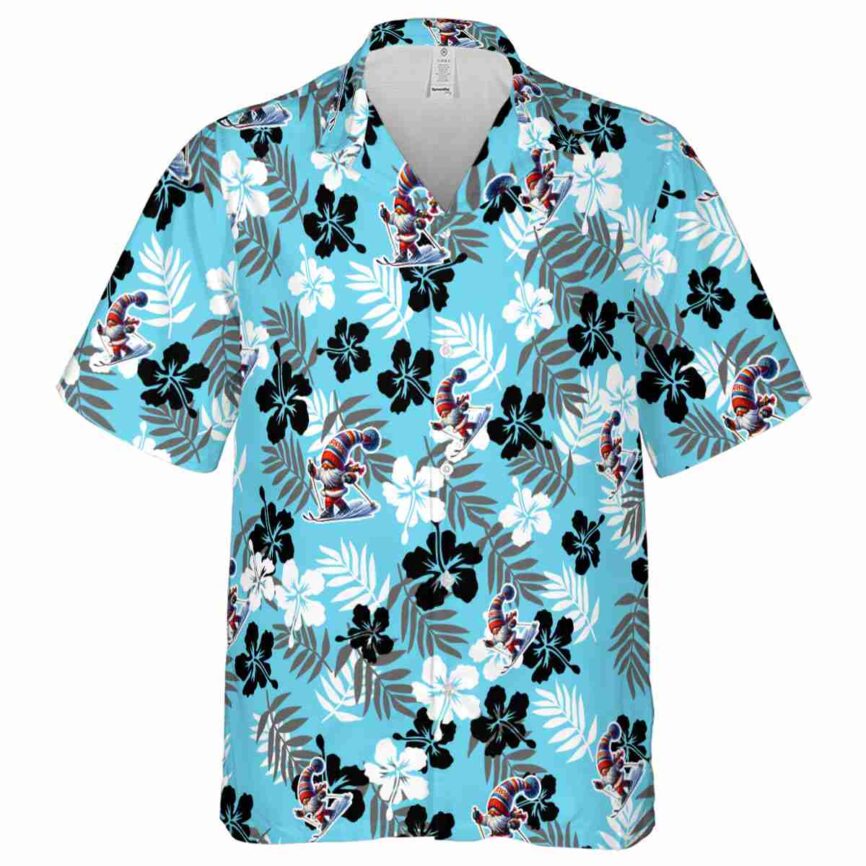 Skiing Leafy Hibiscus Hawaiian Shirt Fashion forward