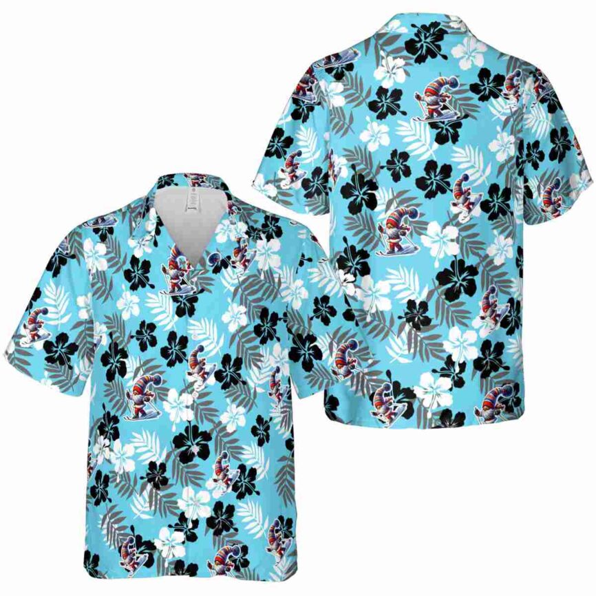 Skiing Leafy Hibiscus Hawaiian Shirt Premium grade