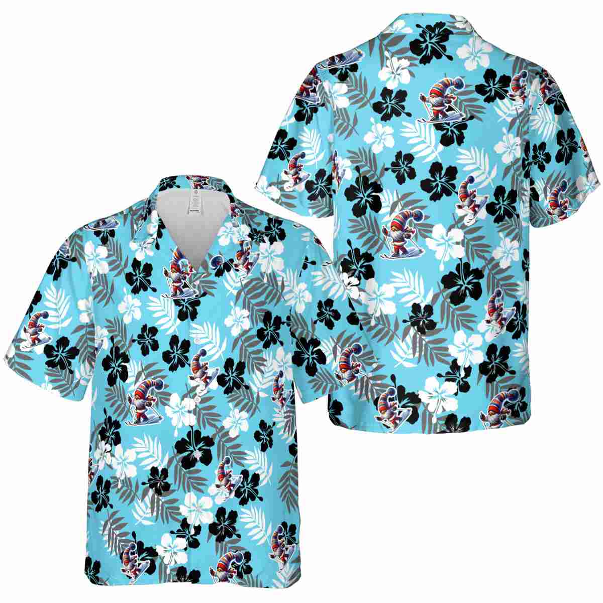 Skiing Leafy Hibiscus Hawaiian Shirt Premium grade Skiing Leafy Hibiscus Hawaiian Shirt Premium grade