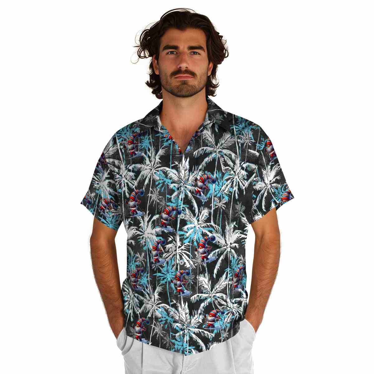 Skiing Palm Themed Hawaiian Shirt New Arrival Skiing Palm Themed Hawaiian Shirt New Arrival