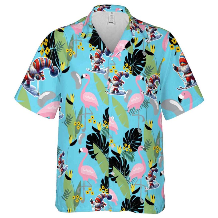 Skiing Pink Flamingo Hawaiian Shirt Fashion forward