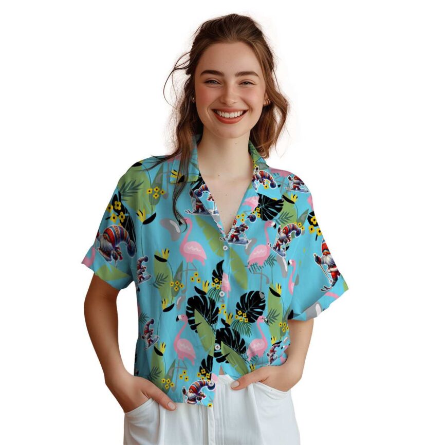 Skiing Pink Flamingo Hawaiian Shirt Top rated