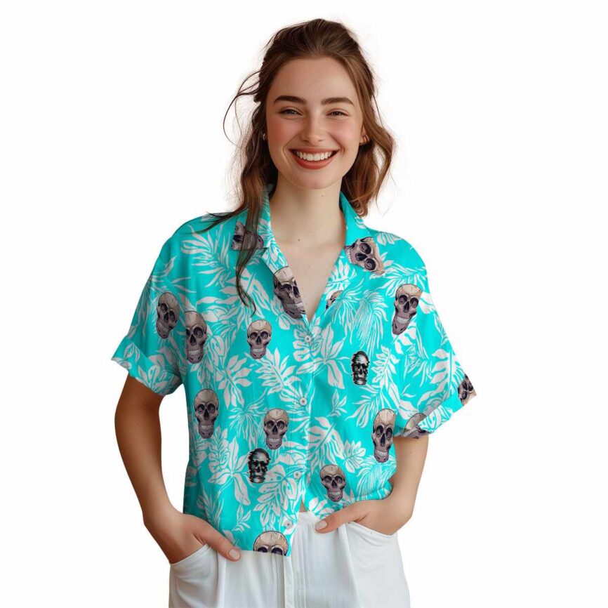 Skull Bold Foliage Hawaiian Shirt Top rated