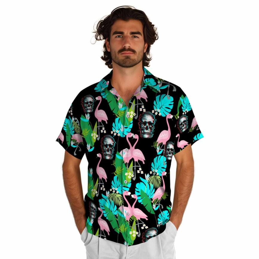 Skull Flamingo Leaf Hawaiian Shirt New Arrival