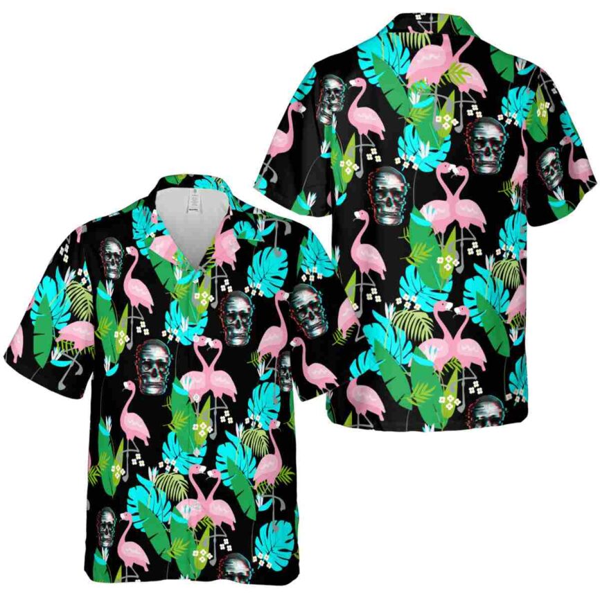 Skull Flamingo Leaf Hawaiian Shirt Premium grade