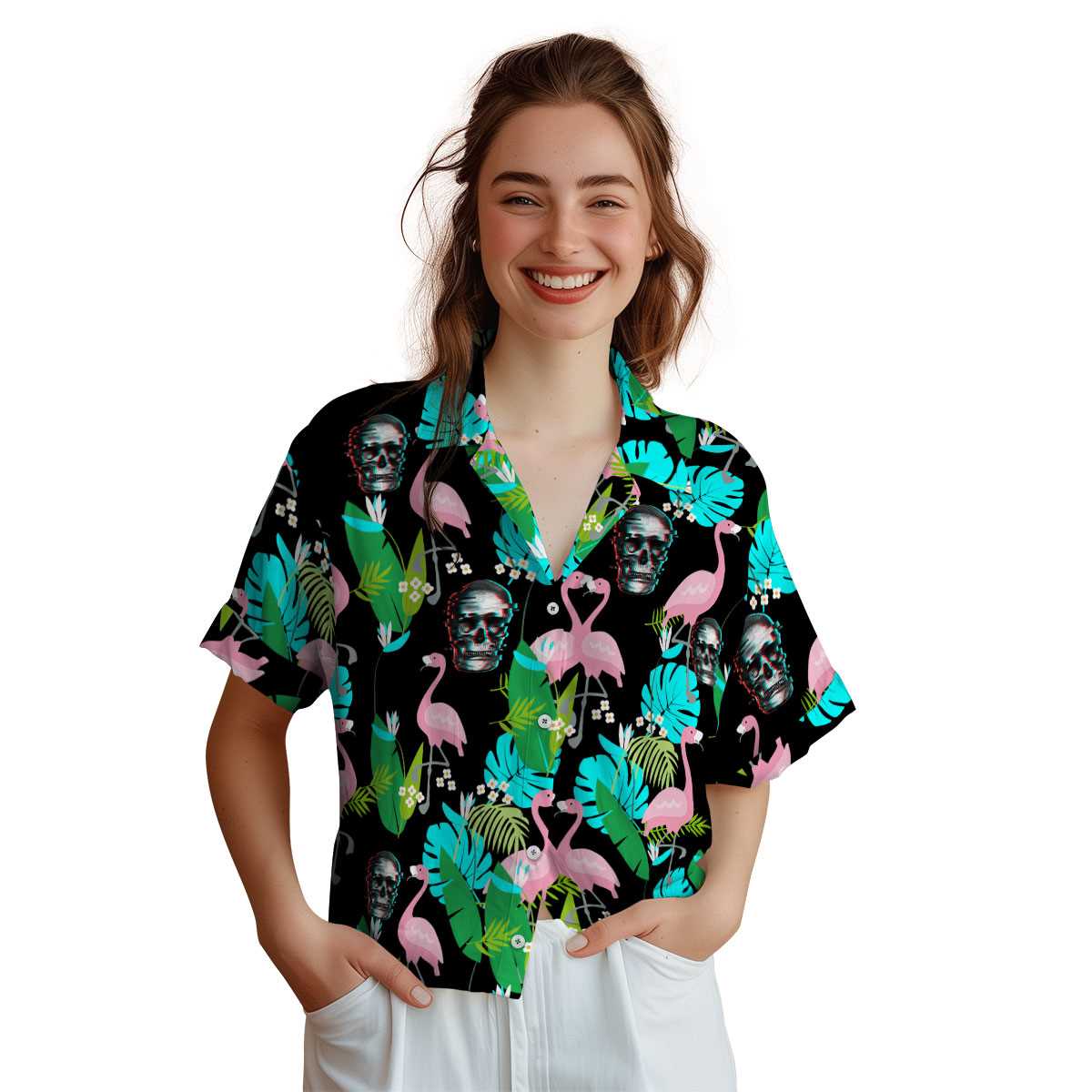 Skull Flamingo Leaf Hawaiian Shirt Top rated Skull Flamingo Leaf Hawaiian Shirt Top rated