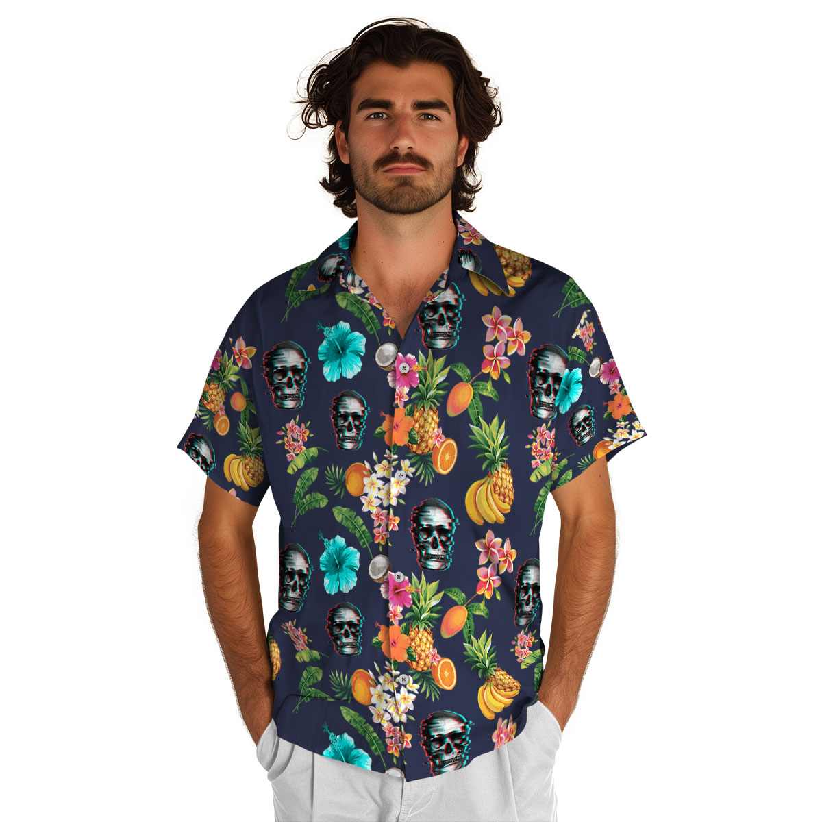 Skull Fruit Pattern Hawaiian Shirt New Arrival Skull Fruit Pattern Hawaiian Shirt New Arrival