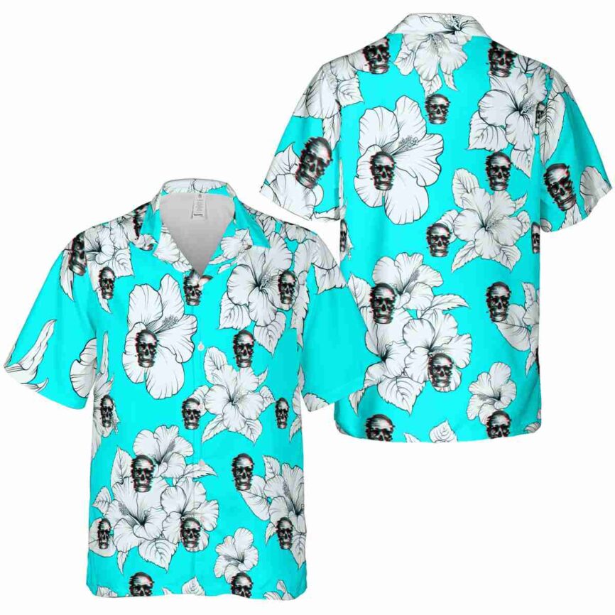 Skull Hibiscus Flower Hawaiian Shirt Premium grade