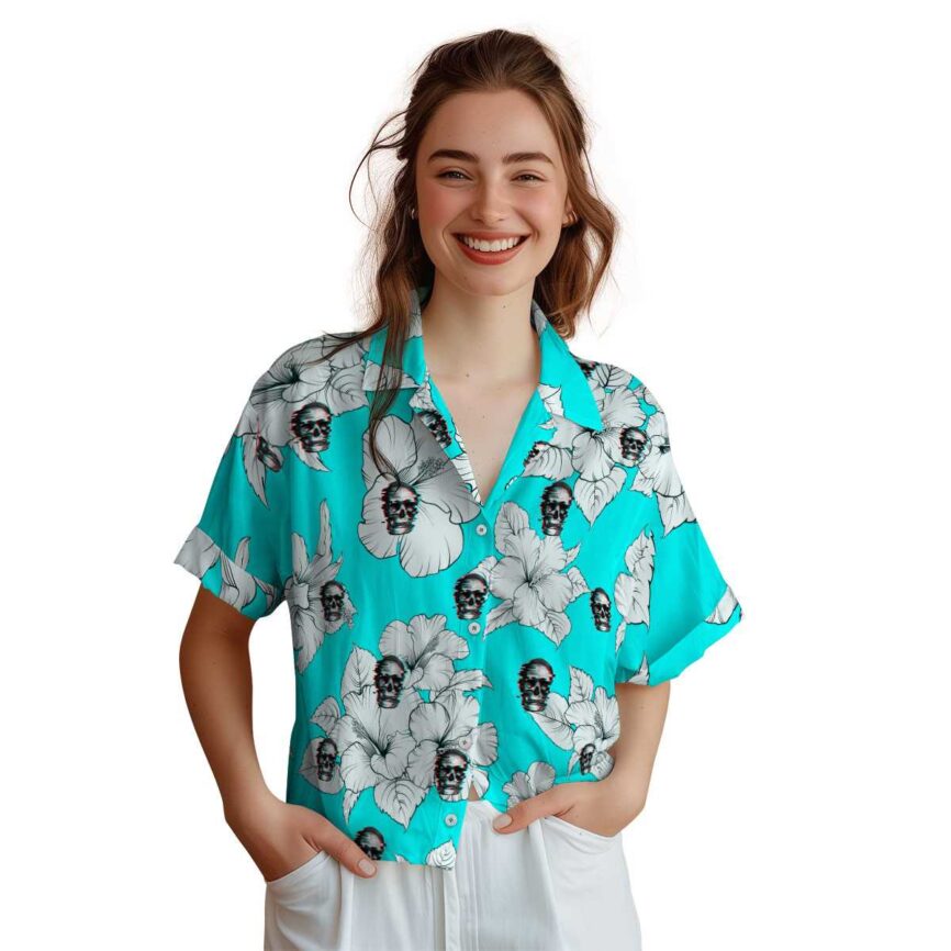 Skull Hibiscus Flower Hawaiian Shirt Top rated