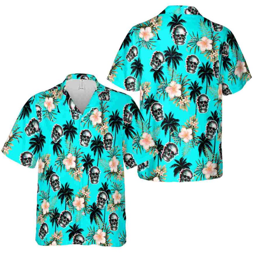 Skull Hibiscus Palm Hawaiian Shirt Premium grade