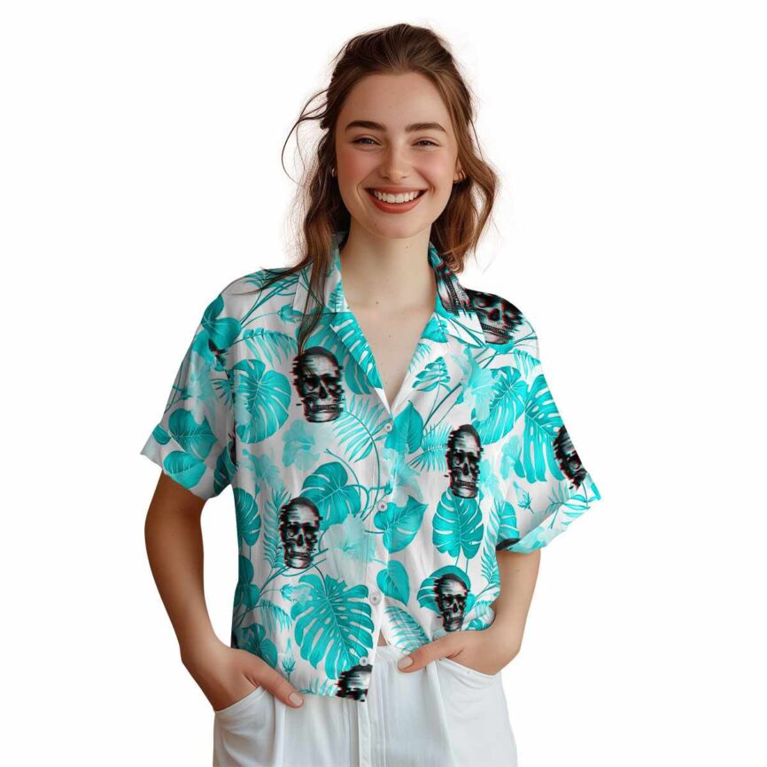 Skull Leaf Pattern Hawaiian Shirt Top rated