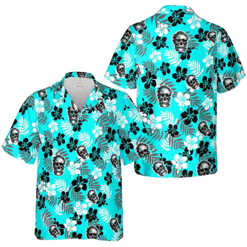 Skull Leafy Hibiscus Hawaiian Shirt Premium grade