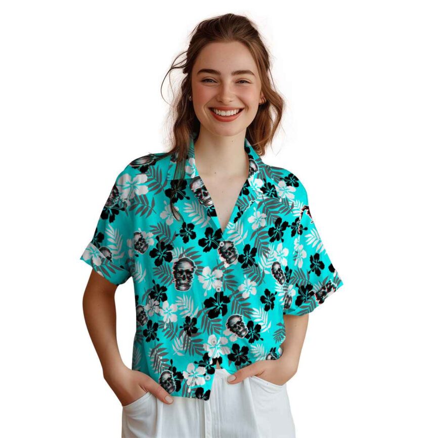Skull Leafy Hibiscus Hawaiian Shirt Top rated