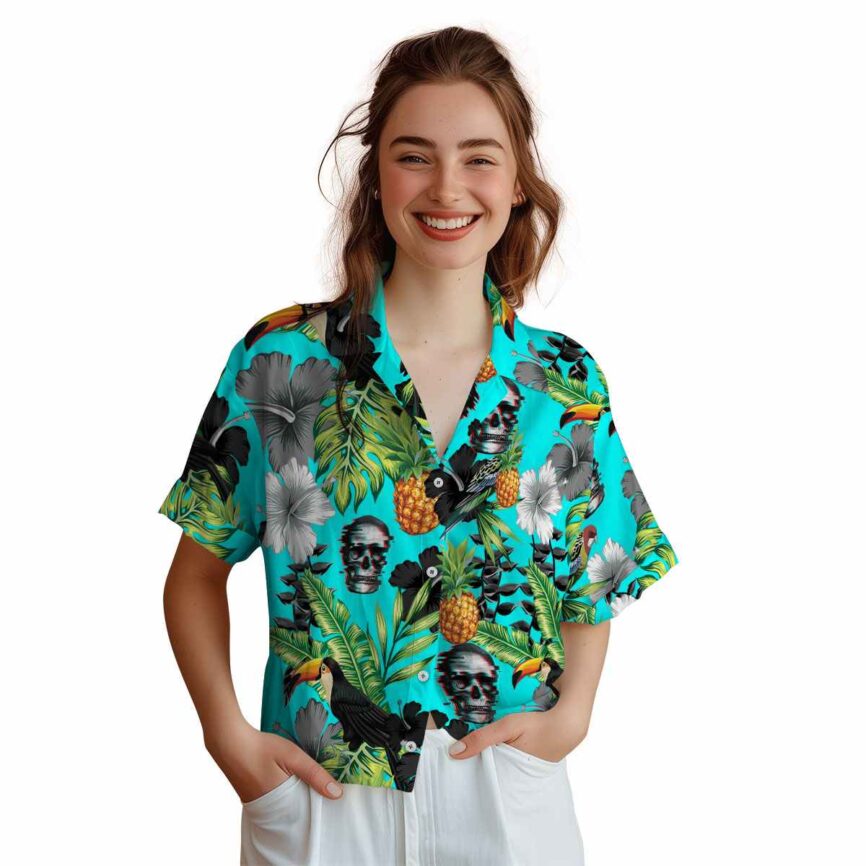 Skull Leafy Toucan Hawaiian Shirt Top rated
