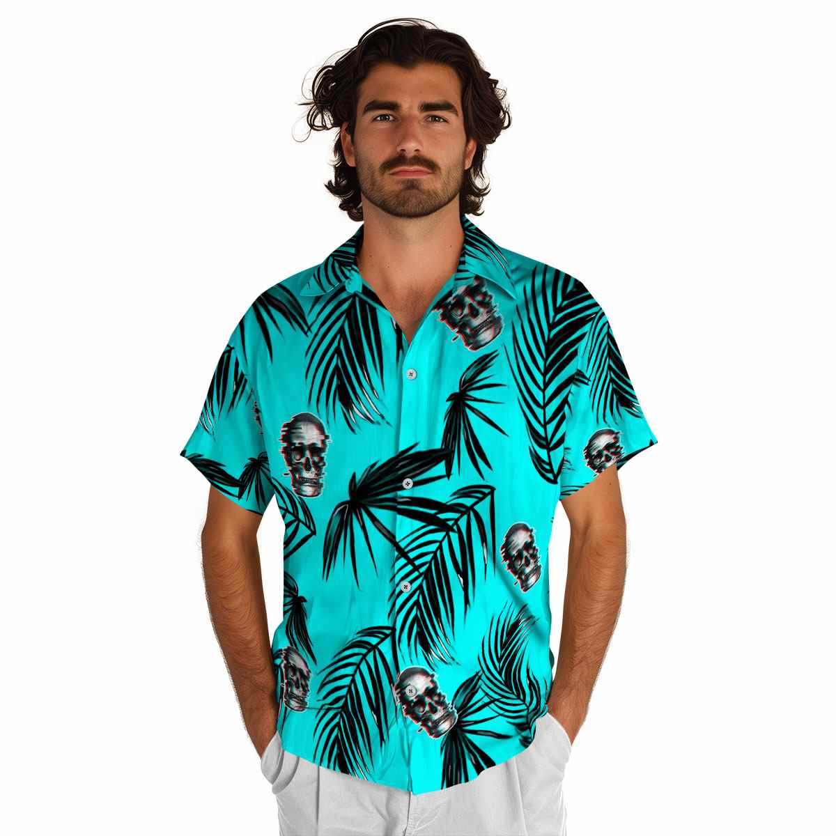 Skull Monochrome Palm Hawaiian Shirt New Arrival Skull Monochrome Palm Hawaiian Shirt New Arrival
