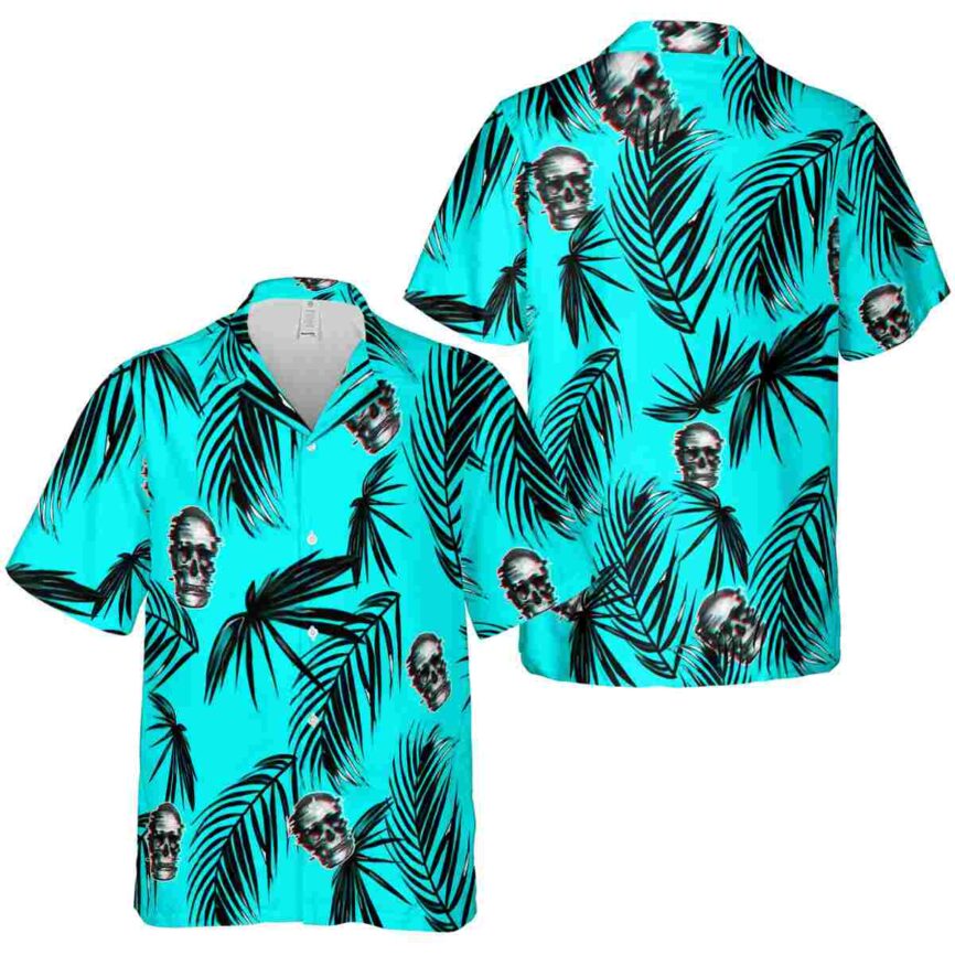 Skull Monochrome Palm Hawaiian Shirt Premium grade