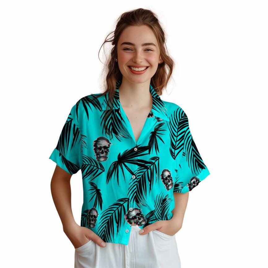 Skull Monochrome Palm Hawaiian Shirt Top rated