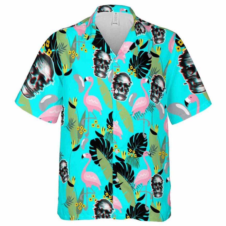 Skull Pink Flamingo Hawaiian Shirt Fashion forward